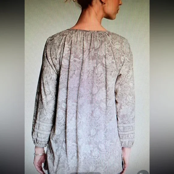 J JILL FLORAL PRINTED TUNIC SIZE MEDIUM. TAN/CREAM NWT! - Picture 2 of 6